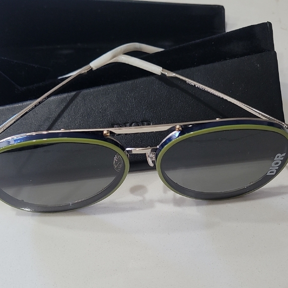 Dior Women's Green and Silver Sunglasses - Picture 1 of 6